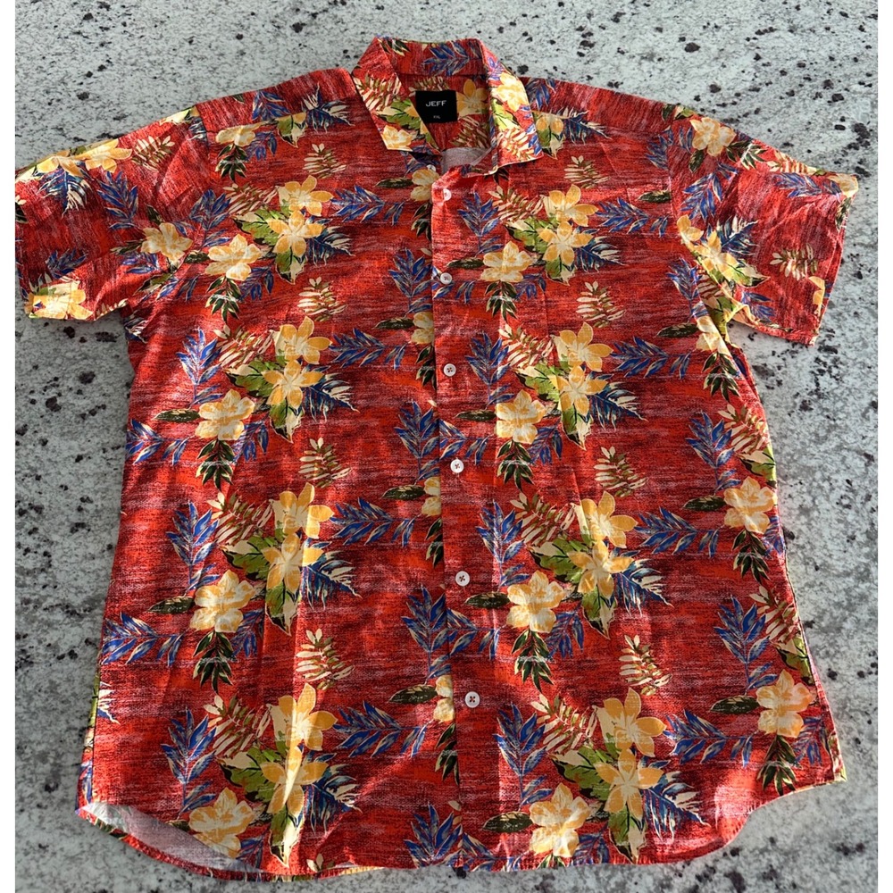 JEFF Clothing The Grove tropical Hawaiian floral short-sleeve buttonup shirt XXL